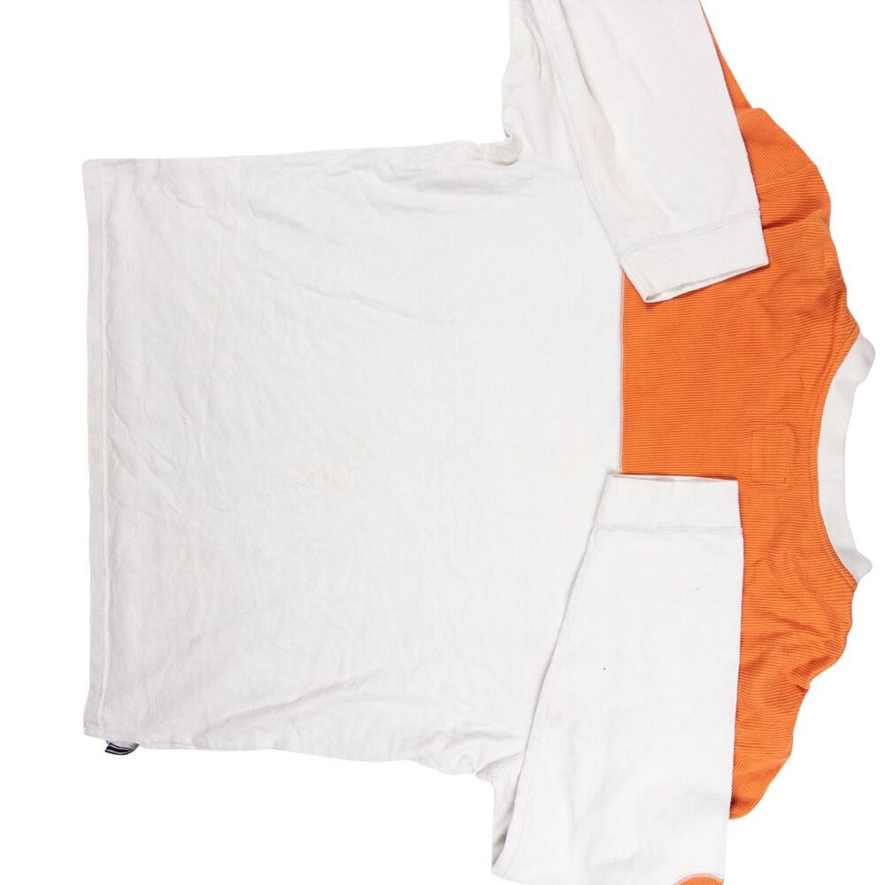 Vintage Y2K Nike Large V-Neck Long Sleeve Pullover Orange White Streetwear Shirt - Picture 10 of 10